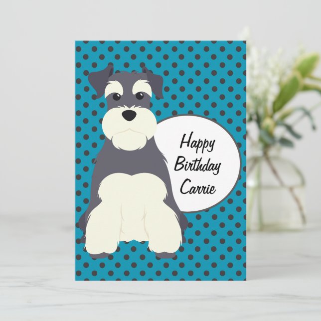Cute Schnauzer and Polka Dots Birthday (Standing Front)