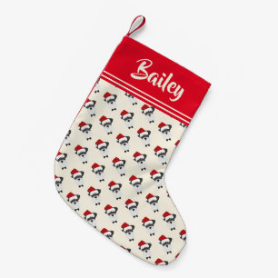 Cute Schnauzer Cartoon Pattern - Personalized Small Christmas Stocking