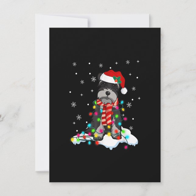 Cute Schnauzer Christmas Lights With Santa Hat Dog Invitation (Front)