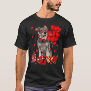 Cute Schnauzer Dog Funny Heart Valentine's Day Dog T-Shirt