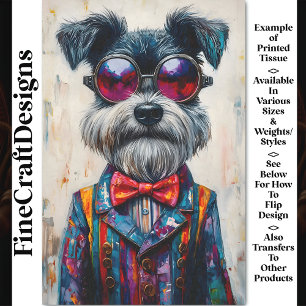 Cute Schnauzer Dog, Vivid Colourful CD1 Decoupage Tissue Paper