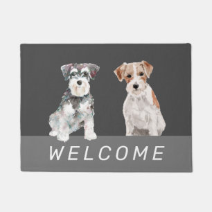 Cute Schnauzer dogs watercolors Doormat