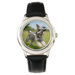 Cute Schnauzer Kid's Personalized Watch