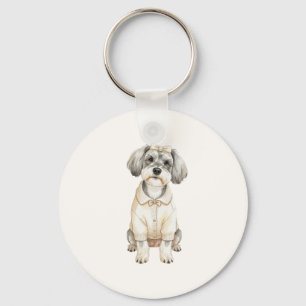 Cute schnauzer long eared dog  keychain