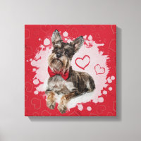 Cute Schnauzer on Hearts Pattern