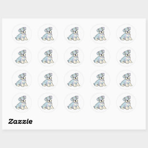 Cute Schnauzer Puppy Classic Round Sticker