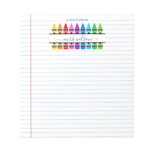 Cute School Book Lined A Note From Teacher (Front)