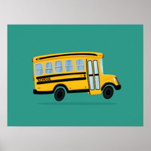 Cute School Bus Art Poster