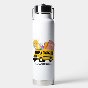Cute School bus back to school Personalized name   Water Bottle