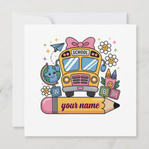 Cute School Bus Fun Back to School Education Kid Invitation