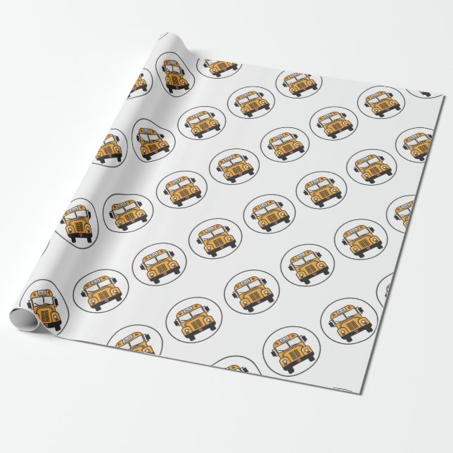 Cute School Bus Wrapping Paper (Unrolled)