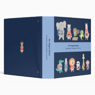 Cute School Characters School Binder