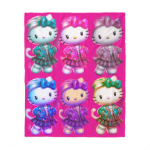 Cute School girl Baby Kitty Fleece Blanket