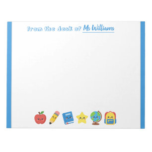 Cute School Icons Personalized Teacher Notepad