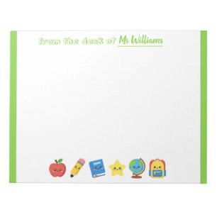 Cute School Icons Personalized Teacher Notepad