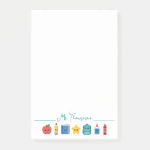 Cute School Icons Personalized Teacher Post-it Notes