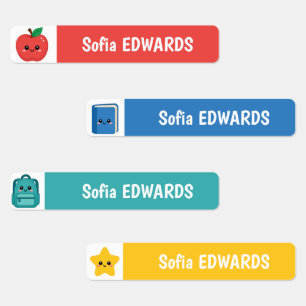 Cute School Icons Personalized Waterproof Name