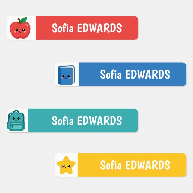 Cute School Icons Personalized Waterproof Name (Group)