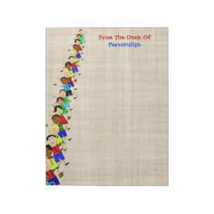 Cute School Kids Illustration For Teachers Notepad