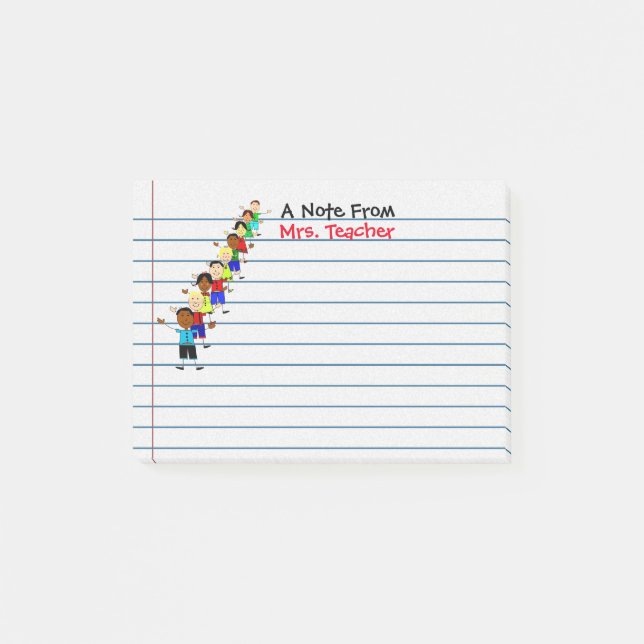 Cute School Kids Teacher Personalized Post-its Post-it Notes (Front)