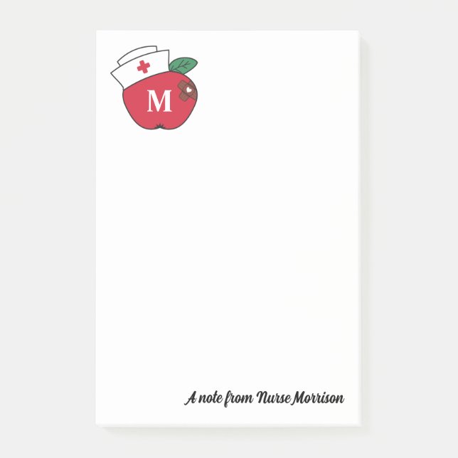 Cute School Nurse Apple Monogram A Note From (Front)