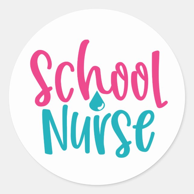 Cute school nurse word art classic round sticker (Front)