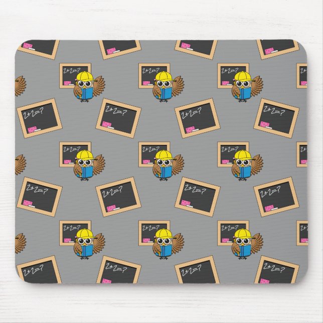 Cute School Student Owl Cartoon Mouse Pad (Front)