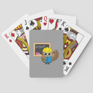 Cute School Student Owl Cartoon Playing Cards