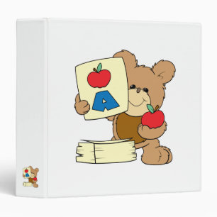 cute school teddy bear A is for Apple Binder