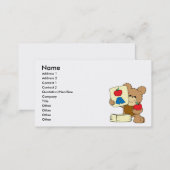 cute school teddy bear A is for Apple Business Card (Front/Back)