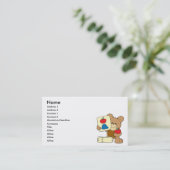 cute school teddy bear A is for Apple Business Card (Standing Front)