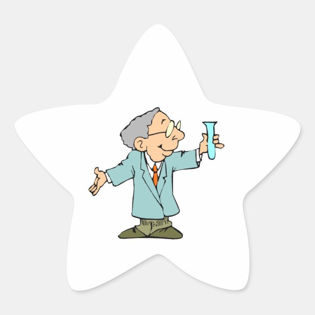 Cute Scientist in Lab Coat Star Sticker (Front)