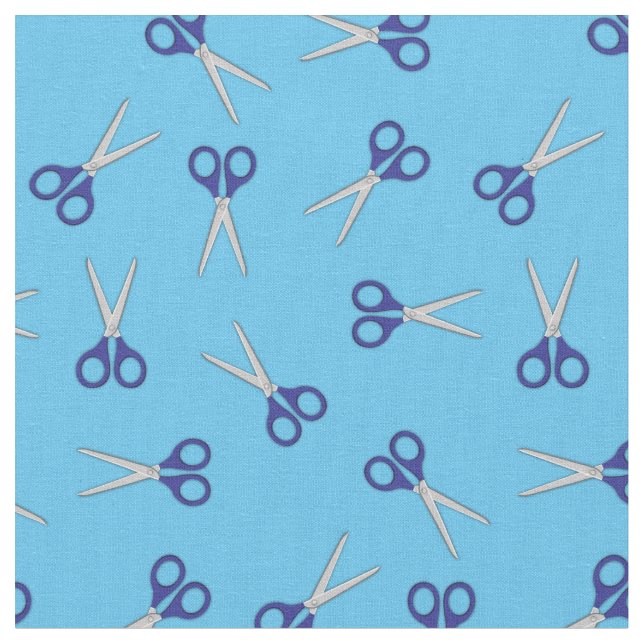 Cute Scissors School Supplies Craft Fabric (Close Up)
