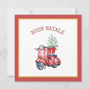 Cute Scooter Buon Natale Holiday Greeting  Card