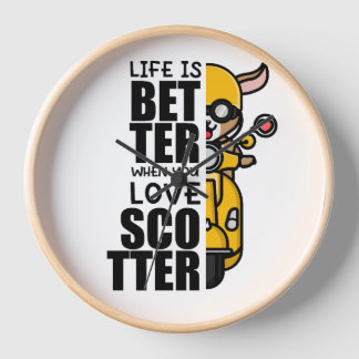 Cute Scooter Goat Design Clock