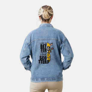 Cute Scooter Goat Design Denim Jacket