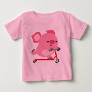 Cute Scooter-Riding Cartoon Pig Baby T-Shirt