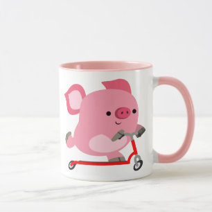 Cute Scooter-Riding Cartoon Pig Mug