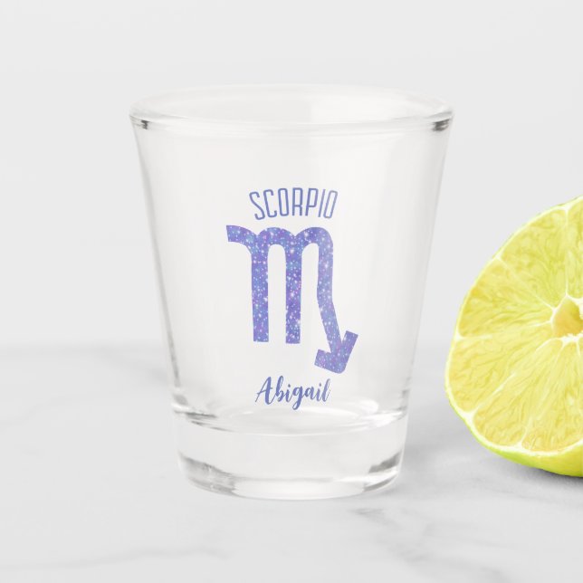Cute Scorpio Astrology Sign Personalized Shot Glass (Front)