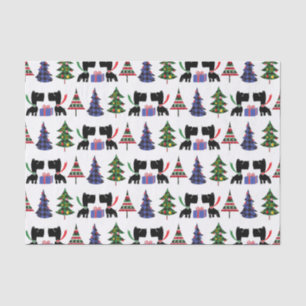 Cute Scottie Dogs and Christmas Trees Pattern Tissue Paper