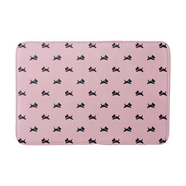Cute Scottie Dogs Your Background Colour Bath Mat (Front)