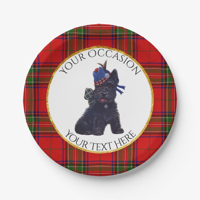 Cute Scottie Personalize Paper Plate (Front)