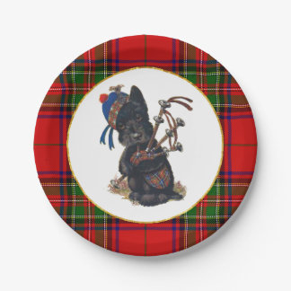 Cute Scottie Playing Bagpipes Paper Plate