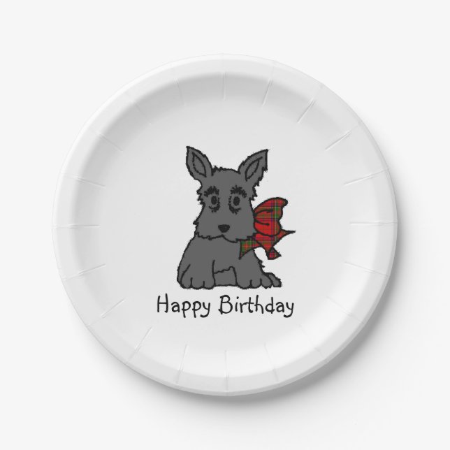 Cute Scottie Puppy Personalize Paper Plate (Front)