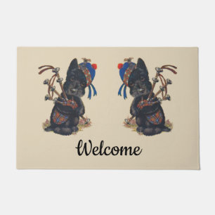 Cute Scotties Playing Bagpipes Personalize Doormat