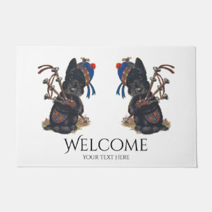 Cute Scotties Playing Bagpipes Personalize Doormat
