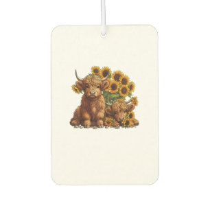 Cute Scottish Highland Cow Sunflower Mothers Day F Air Freshener