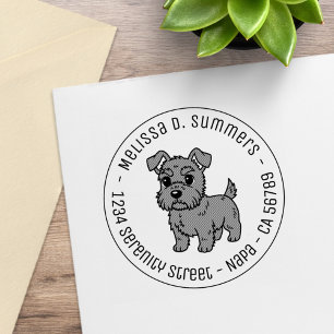 Cute Scottish Terrier Dog Round Address Rubber Stamp