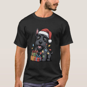 Cute Scottish Terrier Santa Hat Christmas Scottie T-Shirt