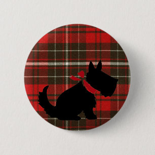 Cute Scotty Dog & Red Tartan 2 Inch Round Button